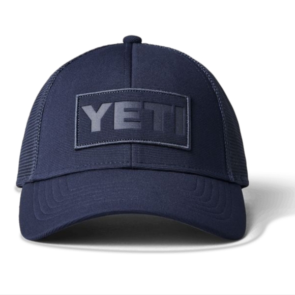 YETI Logo Navy Trucker Hat Baseball Cap Blue Minimal NWOT - Picture 4 of 8